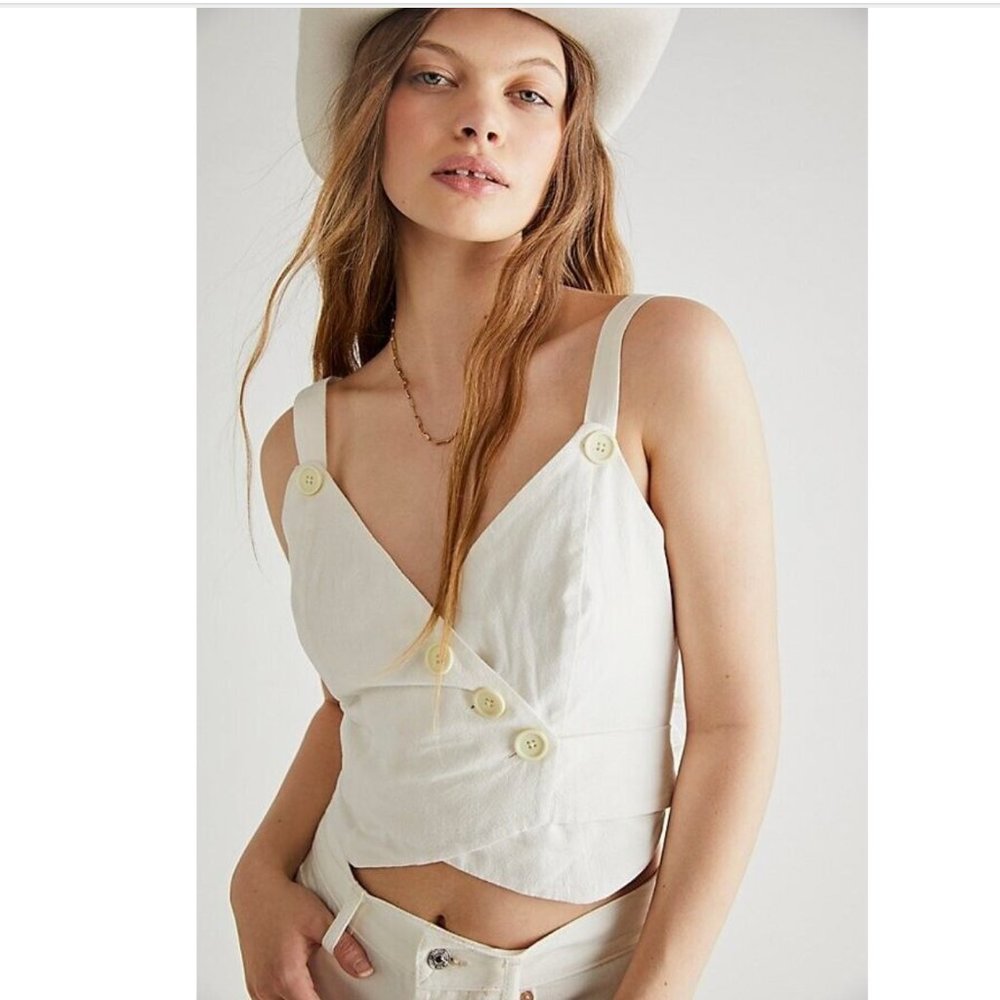 NWOT Free People A Little Tied Up Camisole Top Blouse Cotton Vest